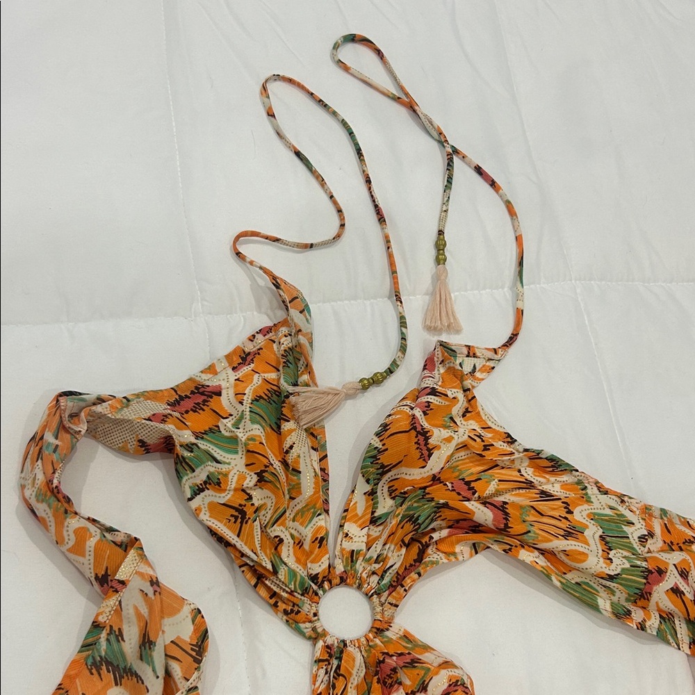 Vibrant Orange and Green Maxi Dress